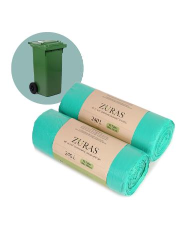 Zuras 240 liter organic waste bag 20 pieces of compostable biodegradable garbage bags on a vegetable basis DIN EN 13432 certified and tested tear -resistant and waterproof 240l