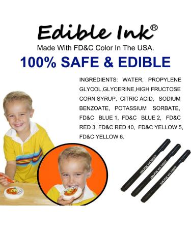 Dual Tips Food Coloring Pens Food Grade Markers and Gourment Writers Edible Ink for Decorating Set of 3 Black by Edibleink - Buy Online on SooperMarket.com