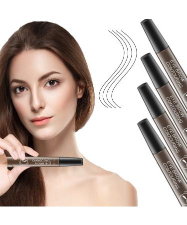Roterale Eyebrow Pen - Roterale Eyebrow Pencil Waterproof Roterale 4-Tip Microblade Brow Pen 4Pack Roterale Eyebrow Pen Waterproof (Grey Brown-4pcs)