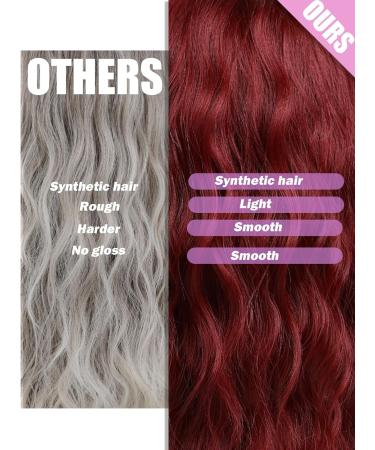 WOKESTAR Bob Curly Wig - Short Synthetic Wavy Wine Red Wig for Women, 12 inch with Fringe - Buy Online on SooperMarket.com