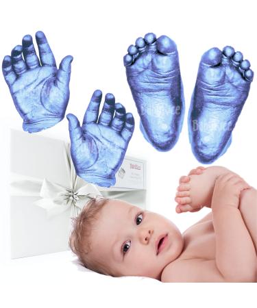 BabyRice Large Baby Hand and Foot Casting Kit Boxed Includes Metallic Paint (Blue)