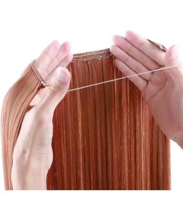 Silk-co One Piece Wire in Hair Extensions 20inch Long Straight Hairpiece No Clip Synthetic Hair Wire String Redish Brown - Buy Online on SooperMarket.com