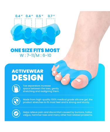 Mroobest Toe separator Toe spacers Gel Toe Separators Bunion Correctors Toe Spacers Toe Straightener Toe Stretcher Big Toe Correctors Toe Separator 4 Count (Blue) blue-1 One Size - Buy Online on SooperMarket.com