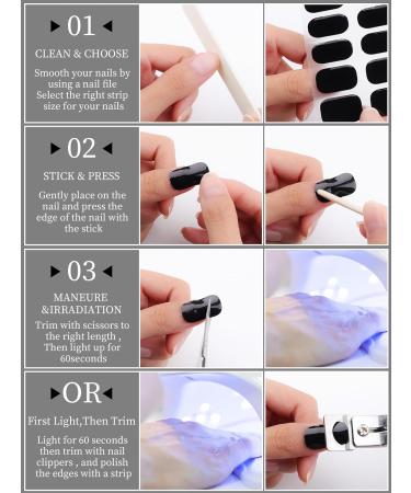 Kalolary 32PCS Waterproof Black Gel Nail Polish Strips | Adhesive Full Wrap Stickers with File and Stick | UV/LED Lamp Required - Buy Online on SooperMarket.com