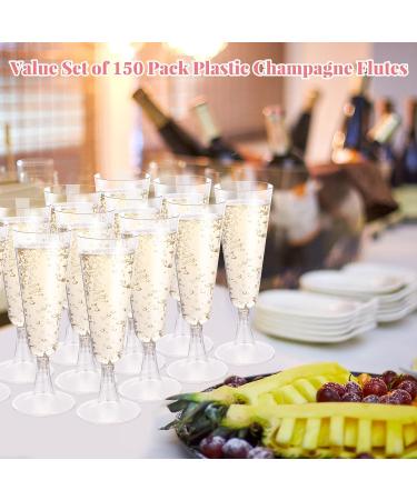 150 Clear Disposable Plastic Champagne Flutes - 5.5 Oz - Wedding Party Toasting Glasses - Buy Online on SooperMarket.com