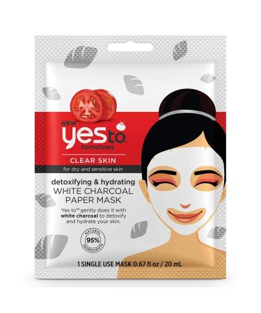 Yes To Tomotoes Detoxifying & Hydrating White Charcoal Paper Mask For Dry and Sensitive Skin White Charcoal To Gently Detoxify and Hydrate Dry and Sensitive Skin 1-Pack