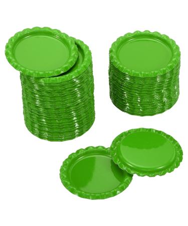 PATIKIL 1 Inch Flat Decorative Bottle Caps 50 Pack Craft Bottle Pendant Trays Double Sides Printed for DIY Pendants Craft Scrapbooks Light Green