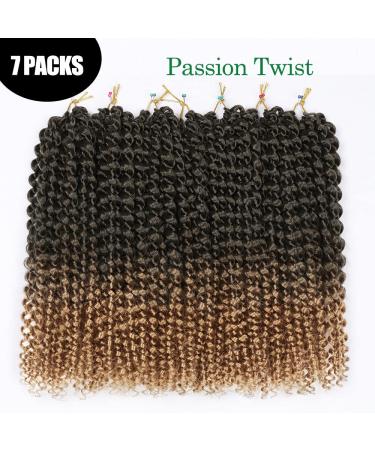 Passion Twist Hair Extensions - 12 Inch Crochet Braids (7 Pack) | T1B-27# | Bohemian Style | International Shipping Available - Buy Online on SooperMarket.com