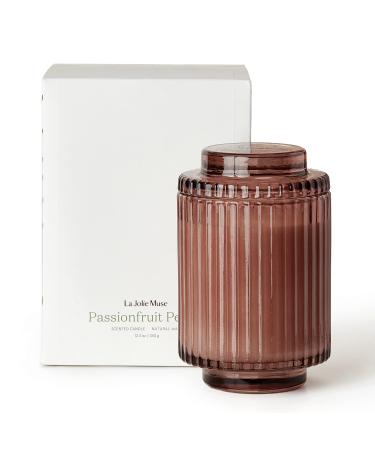 LA Jolie Muse Passionfruit Peony Scented Candle Natural Wax 80 Hours Long Burning Glass Jar for Gift and Home Decor Passionfruit Peony 12.3oz