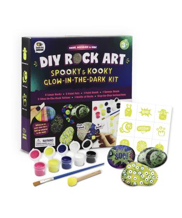 Glow In The Dark Rock Painting Kit for Kids - Arts and Crafts for Girls Boys Ages 6-12 - Art Craft Kits Paint Set - Supplies for Painting Rocks - DIY Gift Ideas  Activities Age 4 6 7 8- 12  9-12