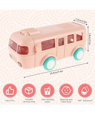 Txkrhwa Car Straw Water Cup 500ml Pink - Portable Leak-Proof Kids Drinking Jug with Shoulder Strap & Locking Flip Lid - Cute Cartoon Design - Ideal for Bus Travel - Small Square Toy Water Bottle - Buy Online on SooperMarket.com