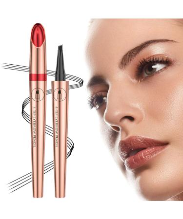 Magic Eyebrow Pencil-3D Waterproof Microblading Eyebrow Pencil Contouring Pen 4 Tipped Precise Brow Pen Magic Microblading Eyebrow Pen Natural Fine Stroke Microblading Eyebrow Pencil (Grey)