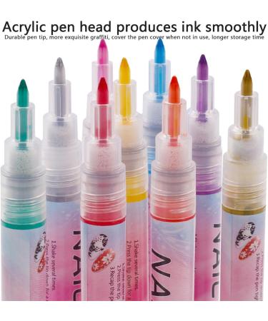 Nails Kit 12 Acrylic Nail Polish Pens with 12 Stylish Hues Waterproof and Quick Drying Professional Brushes Creative Nail Drawing Brush Perfects for Women Home Salon - Buy Online on SooperMarket.com