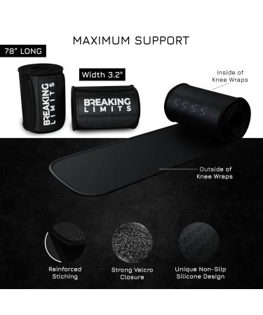 Breaking Limits Kniebandage - Optimal Knee Sleeves for Powerlifting Gym & Strength Training - 200cm Wraps for Enhanced Performance - Buy Online on SooperMarket.com