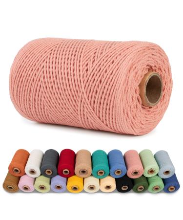LEREATI 1mm Macrame Cord  218 Yards Colored Cotton Cord 3 Strand Twisted Cotton String for Crafts  Macrame Yarn for DIY Knitting  Wall Hanging  Jewelry Making  Christmas Wrapping (Flesh Pink) Flesh Pink 1mm x 218yards