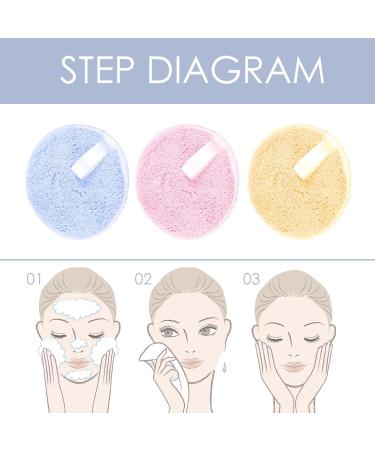 FRCOLOR 3Pcs Makeup Remover Pads - Soft Cleansing Cotton Round Beauty Sponge for Effortless Makeup Removal - Buy Online on SooperMarket.com