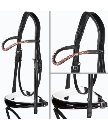 Heinick-Reitsport bridle anatomical performance white lacquer conical RH bridle hook warmblood selection (glow rose gold)