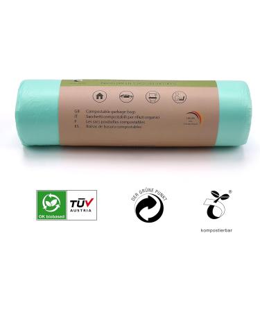 Zuras 20L Organic Waste Bags - 150 Compostable & Biodegradable Garbage Bags | DIN EN 13432 Certified Tear-Resistant & Waterproof - Buy Online on SooperMarket.com