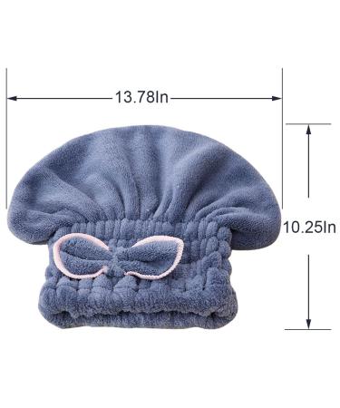 Jseng 2PC Microfiber Hair Drying Caps - Fast Drying Hair Turban Wrap Towels for Girls and Women - Soft & Absorbent - Blue+beige - Buy Online on SooperMarket.com