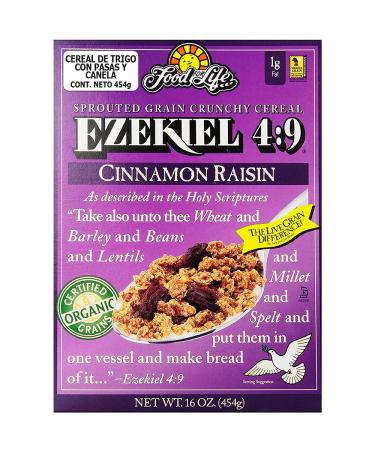 Food For Life Ezekiel 4:9 Organic Sprouted Grain Cereal, Cinnamon Raisin, 16-Ounce Boxes (Pack of 6)