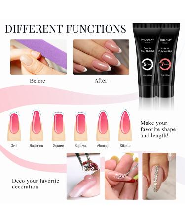 Phoenixy Poly Nail Gel Kit - 8 Colors Extension Set with 36W LED UV Lamp | Manicure Starter Kit for Women - Bahamas Sand Beach - Buy Online on SooperMarket.com