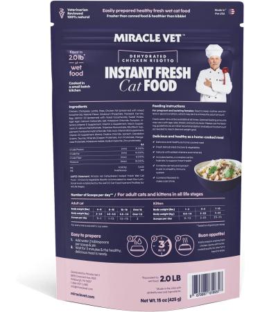 Miracle Vet Dehydrated Cat Food Topper - Chicken Vegetable Risotto - 58% Proteins - 15 oz - Buy Online on SooperMarket.com
