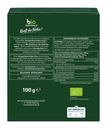 Biozentral Knusperbrot Erbse - Vegan & Gluten-Free Crispy Bread | 7x100g | Healthy Snack Alternative - Buy Online on SooperMarket.com