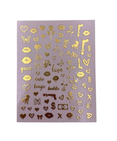 Impeccable 5 Sheets Luxury Nail Art Stickers - 500+ Gold Customized Decals for Fake Nail Designs and Salon Accessories - Buy Online on SooperMarket.com