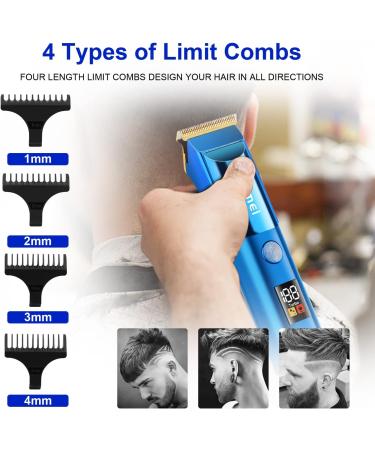 KEMEI Blue Hair Clippers for Men Cordless Clippers for Hair Cutting Professional Barber Clippers USB Rechargeable Wireless Haircut Clippers km-075 - Buy Online on SooperMarket.com