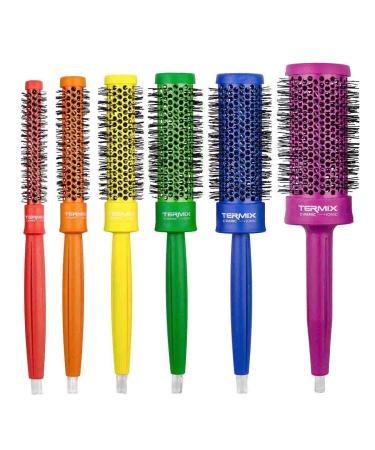 Termix C Ramic Pride Pack of 6 Round Ceramic Thermal Brushes with Ionised Bristles Leather Pride Toiletry Bag Included Inspired by the Diversity and Freedom of the LGTBI Flag