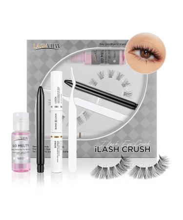 LASHVIEW DIY Eyelash Extension Kit 12 Clusters - Volume Lashes Set with Applicator and Remover - 3D Effect C Curl Lashes Pack 14mm - Buy Online on SooperMarket.com