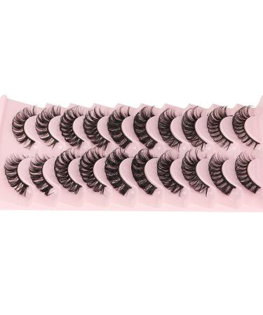 Yawamica D Curly Strip Lashes - 10 Pairs Russian Volume Mixed Natural Wispy Mink False Eyelashes - Buy Online on SooperMarket.com