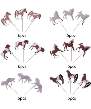 36-Piece Horse Cupcake Topper Set | Wild Animal Birthday Decorations | Muffin & Cake Decor for Baby Showers & Birthdays - Buy Online on SooperMarket.com