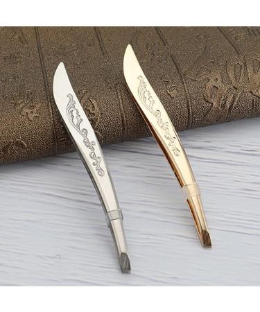 EODNSOFN Stainless Steel Eyebrow Tweezers | Gold/Silver Hair Removal Tool - Buy Online on SooperMarket.com