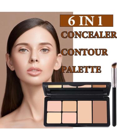 Buy 6 Color Correcting Concealer Contour Palette - Multi-Colored Makeup Kit with Brush for Flawless Contouring & Highlighting - Ships Worldwide - Buy Online on SooperMarket.com
