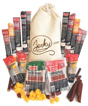 Jerky Gift Basket - 20 Piece Unique Snack Stick Gift Bag - Assorted Snack Sticks Summer Sausage and Meat & Cheese - Fun Gift Idea for Men and Women