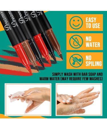 6-PCS Washable Temporary Tattoo Markers for Skin - Skin Safe Tattoo Kit for Teens, Kids & Adults - Body & Face Art Pens with Stencil Papers - Buy Online on SooperMarket.com