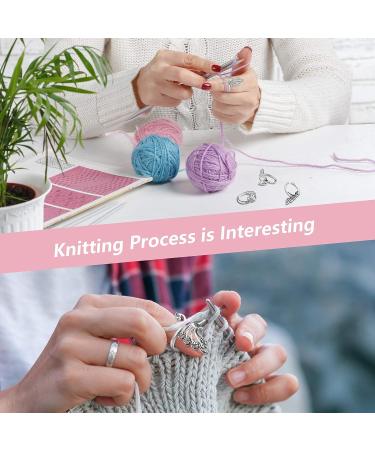 Adjustable Knitting Loop Ring Set - 6 Pieces | Braided Yarn Guide Finger Holder | Open Finger Ring for Knitting | 3 Styles (Silver) - Buy Online on SooperMarket.com