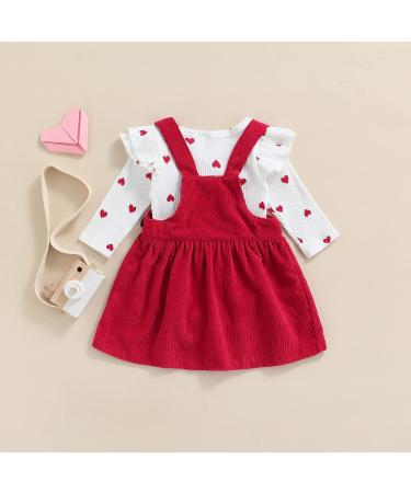 MoccyBabeLee Newborn Baby Girl Clothes Set | Long Sleeve Flower Bodysuit Romper + Corduroy Overall Dress | Infant Outfits 3-6 Months - Buy Online on SooperMarket.com