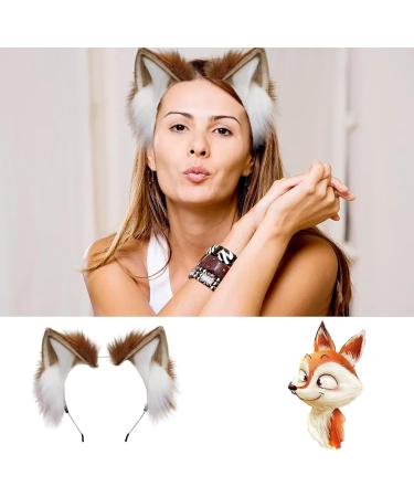 Mystiqut 1Pc Handmade Faux Fur Animal Ear Headband Fox Wolf Ears Headband Halloween Christmas Cosplay Party Costume Accessories Fluffy Wolf Fox Cat Ears Headband Costume Hair Hoop - Buy Online on SooperMarket.com