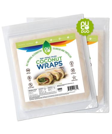 NUCO All Natural Paleo Gluten Free Vegan Non-GMO Kosher Raw Veggie NUCO Coconut Wraps Original Flavor. Low Carb and Yeast Free 10 Count (Two Packs of Five Wraps Each)