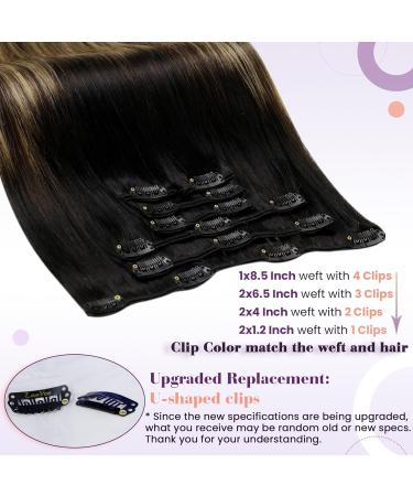 Buy Laavoo Clip-in Real Hair Extensions - Balayage Black & Brown Ombre Caramel Blonde 45cm - 7pcs 105g Remy Hair Extensions - Buy Online on SooperMarket.com