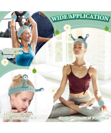 WLLHYF Spa Headband Face Wash Wristband Set Makeup Head Band Snail Coral Fleece Hair Band Skincare Hairband Elastic Creative Cartoon Head Wraps Cute Hair Accessories for Women Girls (Green) - Buy Online on SooperMarket.com