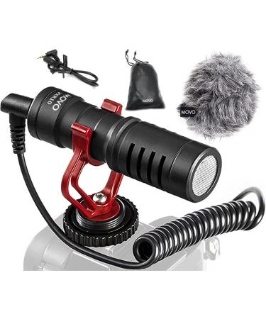 Movo VXR10 Universal Video Microphone with Shock Mount, Deadcat Windscreen, Case for iPhone, Android Smartphones, Canon EOS, Nikon DSLR Cameras and Camcorders - Perfect Camera Microphone, Shotgun Mic