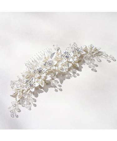 SWEETV Rhinestone Bride Wedding Hair Comb with Pearl Bridal Hair Piece - Handmade Crystal Hair Clip for Women and Girls in Silver - Buy Online on SooperMarket.com