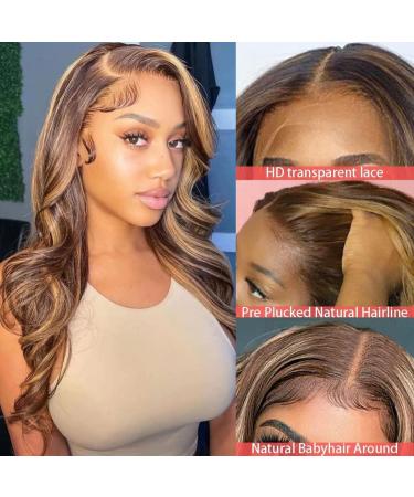 24 Inch Ombre Honey Blonde Body Wave Lace Front Wig Human Hair - 150% Density, Pre Plucked with Baby Hair - Five Gifts Included - Buy Online on SooperMarket.com