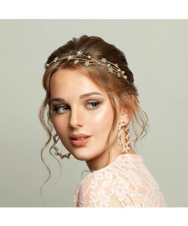 FRCOLOR Alloy Rhinestone Star Headband - Crystal Tiara Headband for Girls and Women in Golden - Buy Online on SooperMarket.com