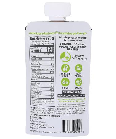 NOKA Organic Sweet Potato Goji Superfood Squeeze - 4.22 OZ | Healthy Snack - Buy Online on SooperMarket.com