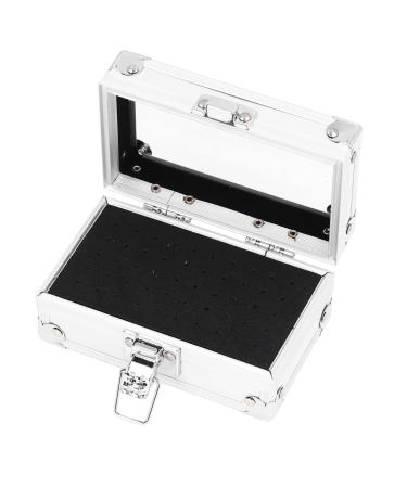 Nail Drill Bits Storage Box Durable Nail Drill Holder Multi-Hole Transparent Flip Cover Dustproof Dripproof Lock Design For Salon (Silver)