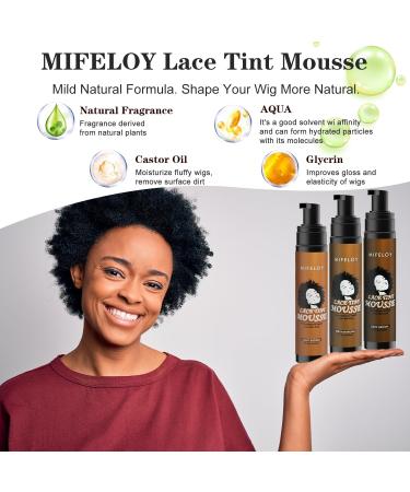 Lace Tint Melting Hair Mousse 100ml - Mocha Medium Brown Foam Spray for Lace Front Wig, Toupees, & Hair Pieces - Natural Finish Edge Control - Women's Cosplay Wigs Tool Set - Buy Online on SooperMarket.com
